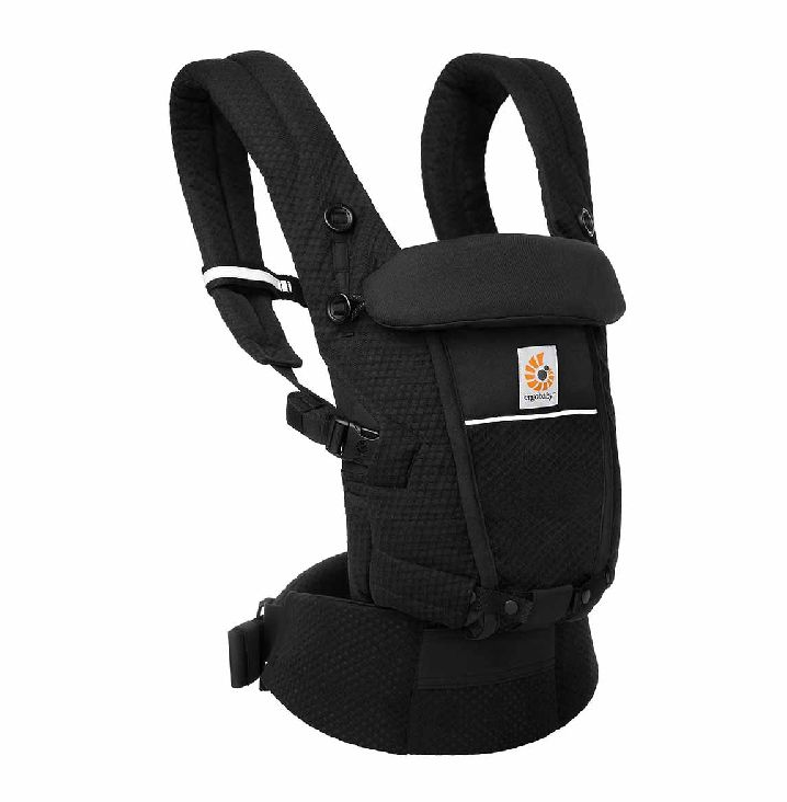 BABYBUIDEL, Adapt Soft Flex Mesh, onyx black, 3.2 kg tot 20.4 kg, positie buik/heup/rug/M houding