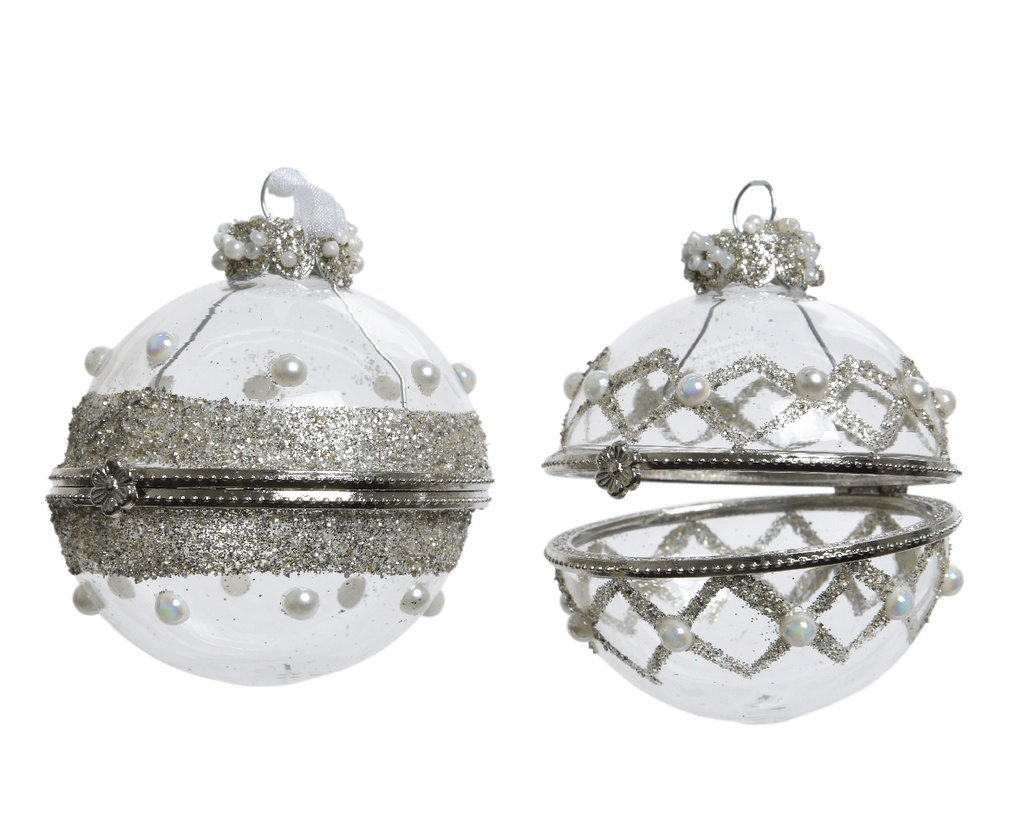 Decoris | Kerstbal Glas Transparant/Zilver Ø6cm Assortiment 