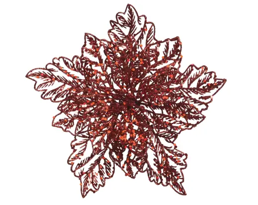 Decoris | Sierbloem op Clip Poinsetta Rood Ø23,5x10cm