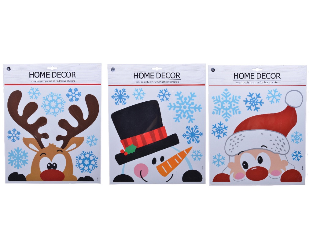 Kaemingk | Raamstickers Kiekeboe Rendier/Sneeuwman/ Kerstman Statisch Herbruikbaar Assortiment
