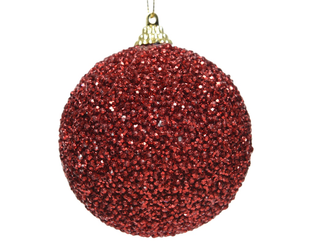 Decoris| Kerstbal Foam Rood Glitterkralen Ø8cm