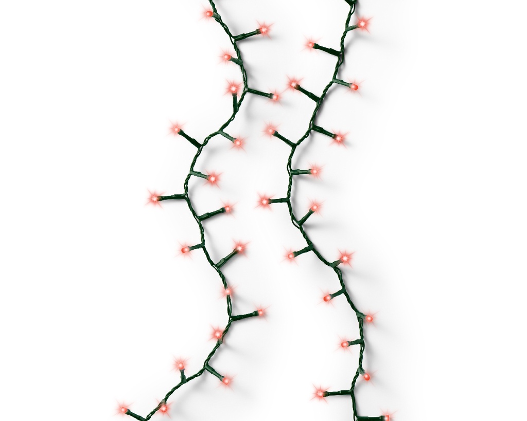 VERLICHTING, Compact Twinkle, outdoor, 1000 leds: rood, groen snoer, 22.5 m + 5 m aanloopsnoer, 8 functies, adapter