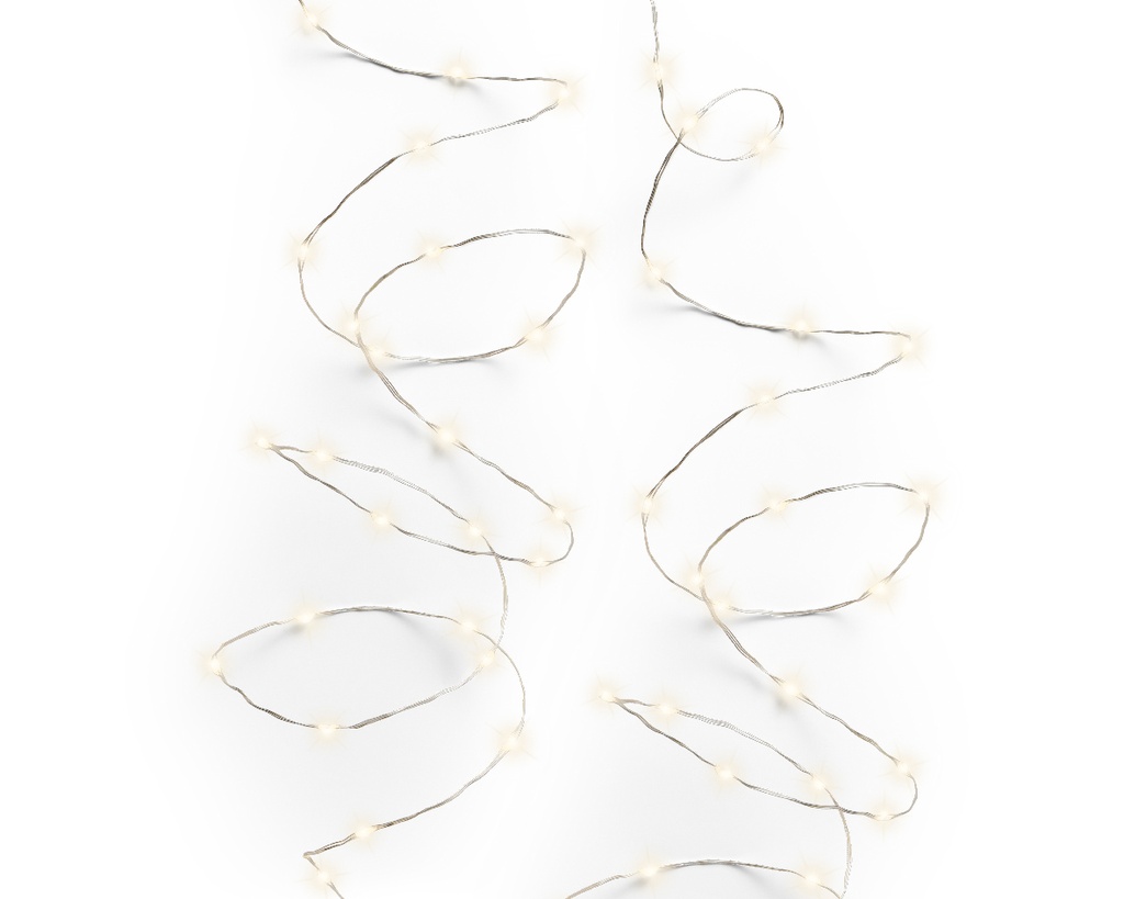 Lumineo | Verlichting Micro Lichtsnoer Twinkle In/Outdoor 180 Leds Warm Wit Snoer Zilver 9m + 5m Aanloopsnoer 8 Functies Adapter