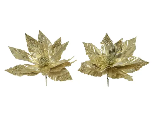 Decoris | Sierbloem op Clip Licht Goud Ø30x5cm Assortiment