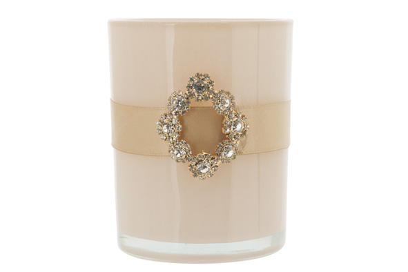 Cosy & Trendy | Theelichthouder met Medaillon Glas Roze 8.5x10cm
