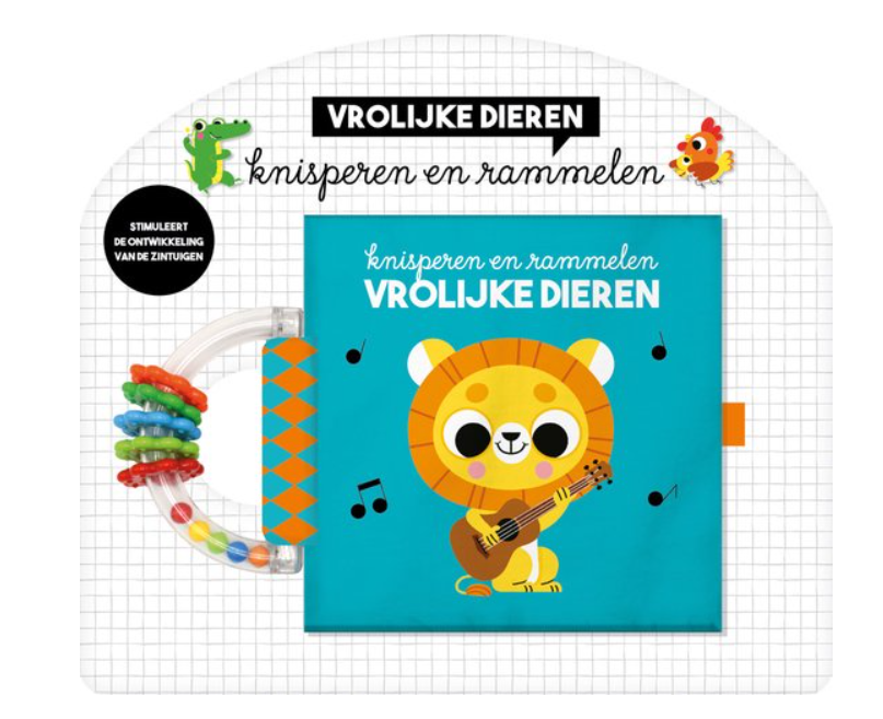 SPEELGOED PARK, Knisperen en Rammelen - Vrolijke Dieren, blauw, leeuw met gitaar, kunststof