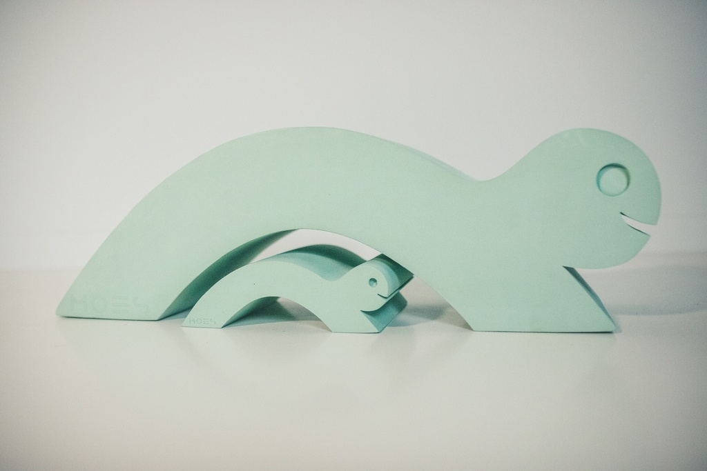 Moes Play | Schommelfiguur Schildpad + Babyschildpad Groen EVA Foam +12m