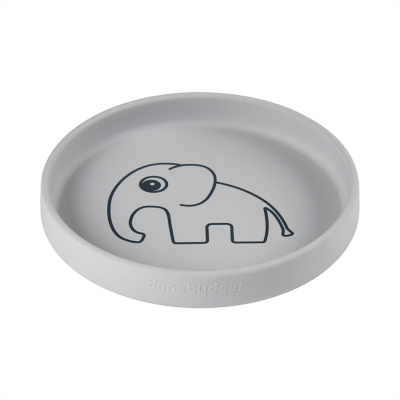 PLAT BORD, Silicone Plate, Elphee, rond, grey, grijs, uni/print olifant, siliconen, 1 stuk(s), bord, 2024