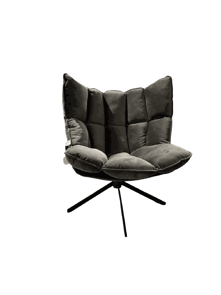 J-line | Zetel Loungestoel incl. Kussen Textiel/Metaal Grijs 78x73x92cm 