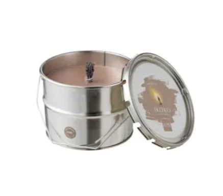J-Line | Buitenkaars in Verfblik Ikoko Small Wit/Taupe/Zwart Geur: Citronella 18x13,8cm