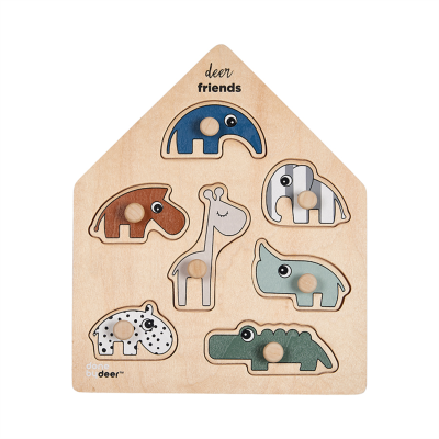 Done by Deer | Puzzel Peg Puzzel Deer Friends Colour Mix +12m