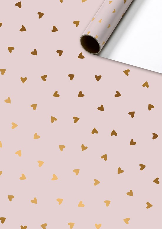 GESCHENKPAPIER, 70 x 150 cm, Naomi, licht rosa, roze, all over hartprint, 1 stuk(s)