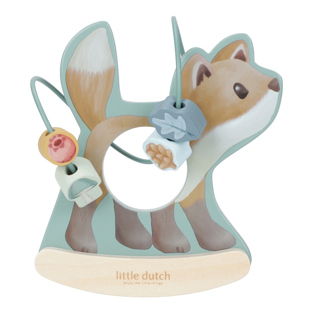Little Dutch | Educatief Speelgoed Forest Friends Wiebeldier Vos Hout Blauw +12M