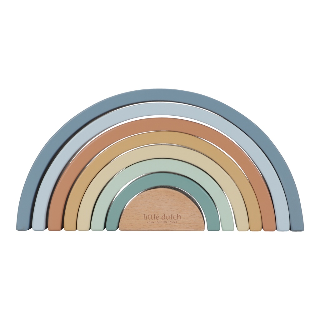 Little Dutch | Stapelpyramide Forest Friends Regenboogstapelaar Hout Blauw +12m