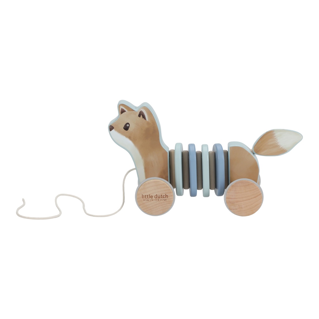 Little Dutch | Trekfiguur Forest Friends Vos Blauw Hout +0m