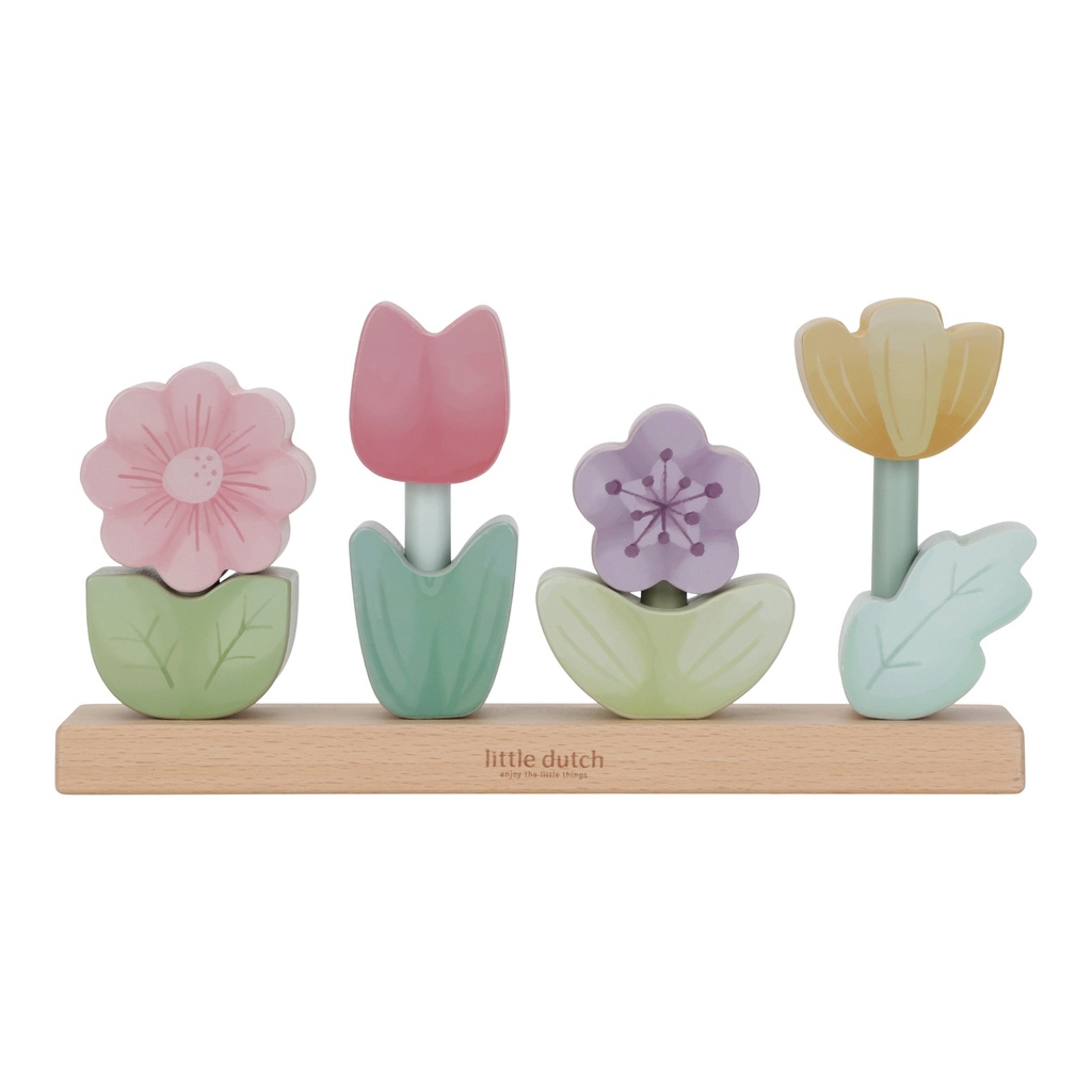 Little Dutch | Stapelpyramide Fairy Garden Bloemen Stapelaar Hout Roze +12m