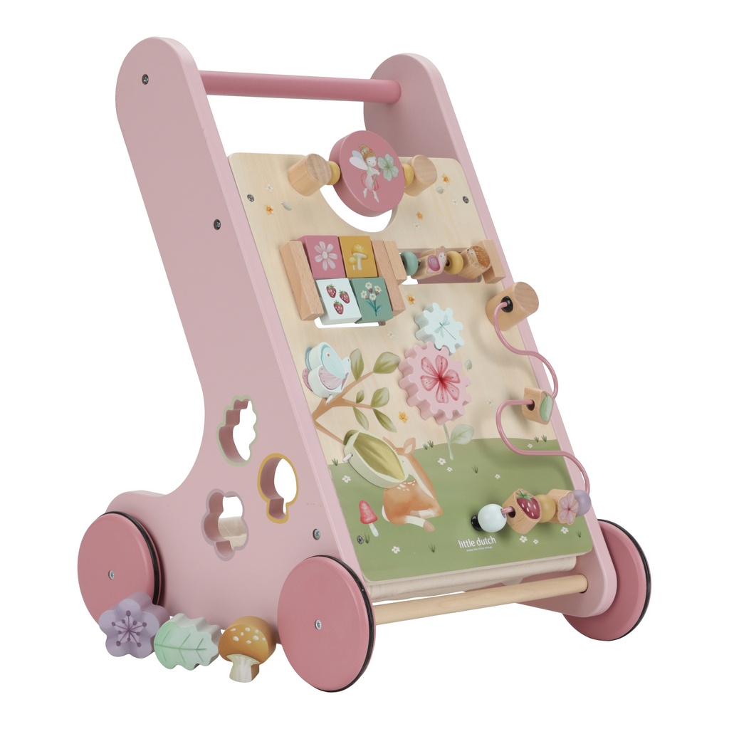 Little Dutch | Loophulp Fairy Garden Activiteiten Loopwagen Roze +12m