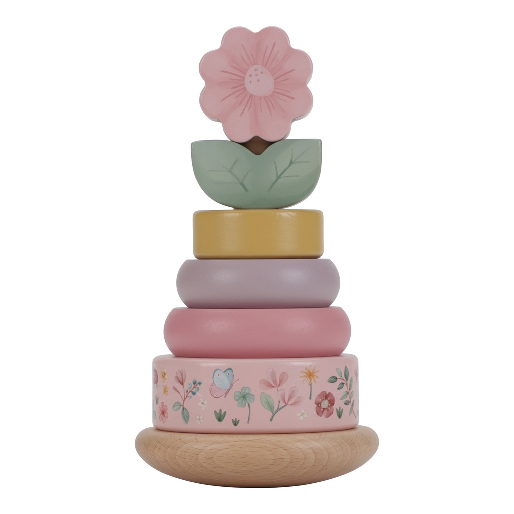 Little Dutch | Stapelpyramide Fairy Garden Bloem Tuimelstapelaar Hout Roze +12m