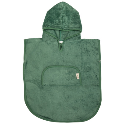Timboo | Poncho met Kap V-hals/Drukknopensluiting Bamboe Aspen Green Groen 2-4Y
