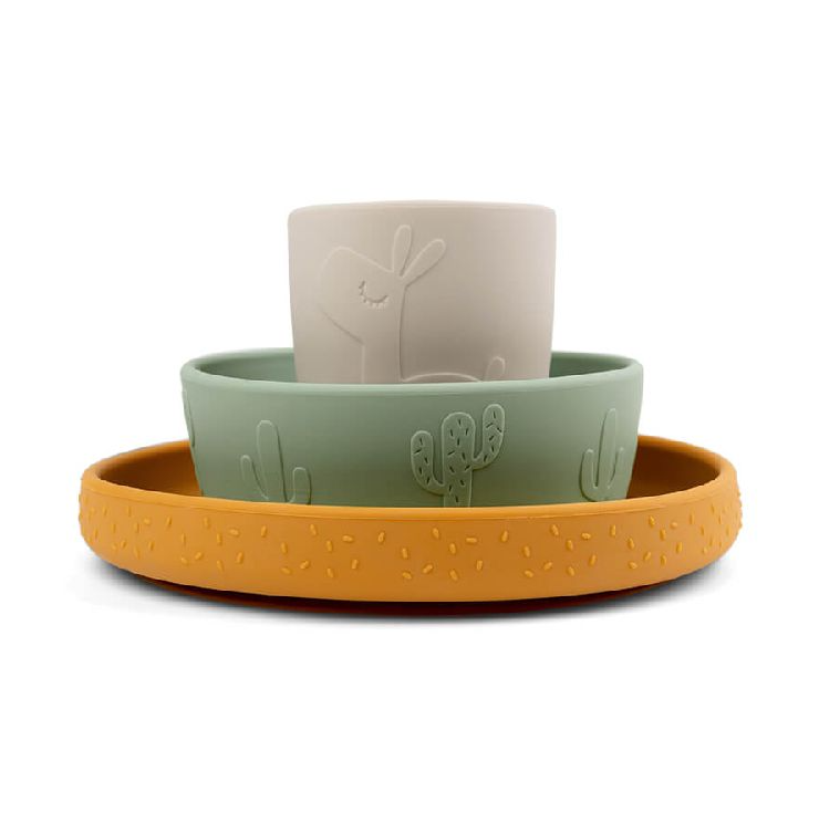 EETSET, Silicone Stick & Stay Dinner Set, Lalee, siliconen, 3 delig: plat bord, kom, drinkbeker, 2024