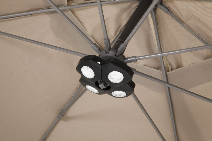 4SO | Verlichting Parasolverlichting 24 leds in 4 Lampen Batterijen en Oplader Zwart Monteerbaar op Parasols