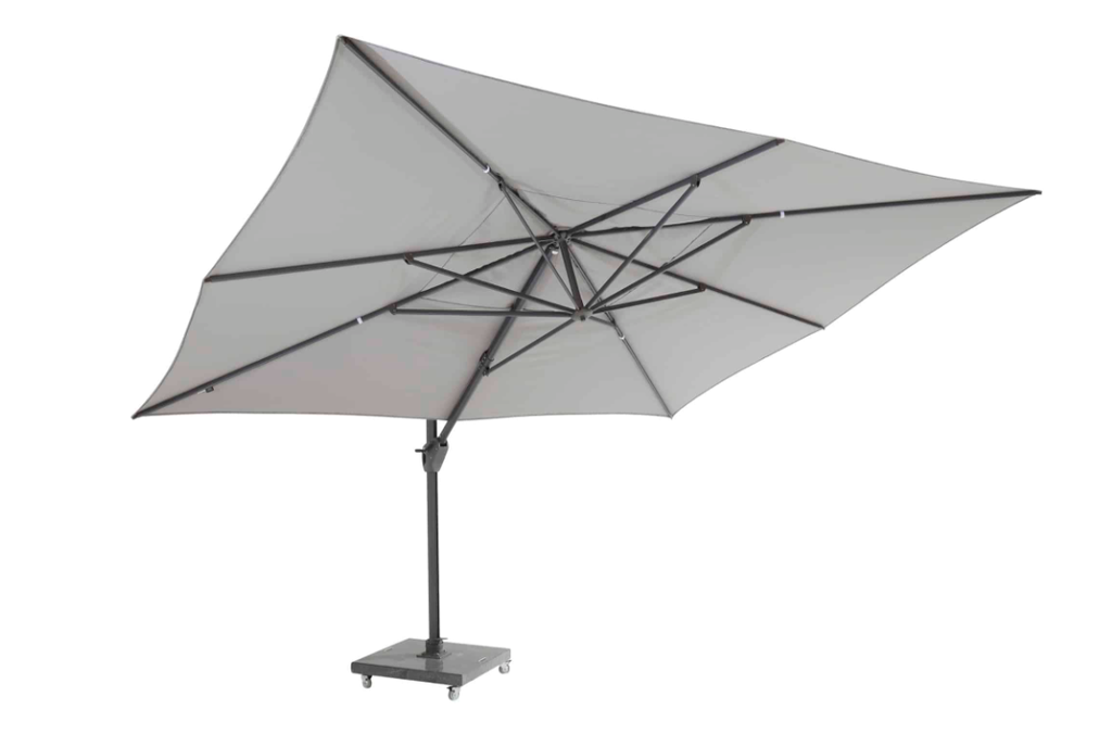 4SO | Parasol Hacienda Zweefparasol Antraciet Frame Charcoal Doek: 100% Solefin Freepole Traploos Verstelbaar 300x400cm