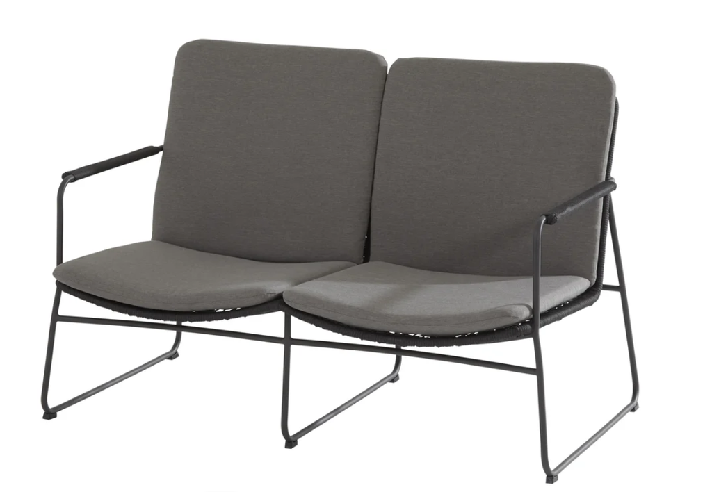 4SO | Zetel Blackpool Zitbank Rope Gecoat RVS Frame incl. 4 Kussens Antraciet Grijs 127x80x82cm