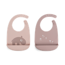 Done By deer | Slabbetje Ozzo met Kruimelvanger Waterdicht Siliconen Roze 2-pack