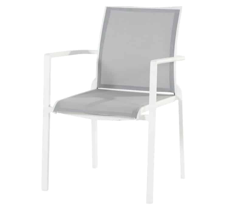 4SO | Tuinstoel Melbourne Stacking Chair Aluminium Frame Stapelbaar Wit