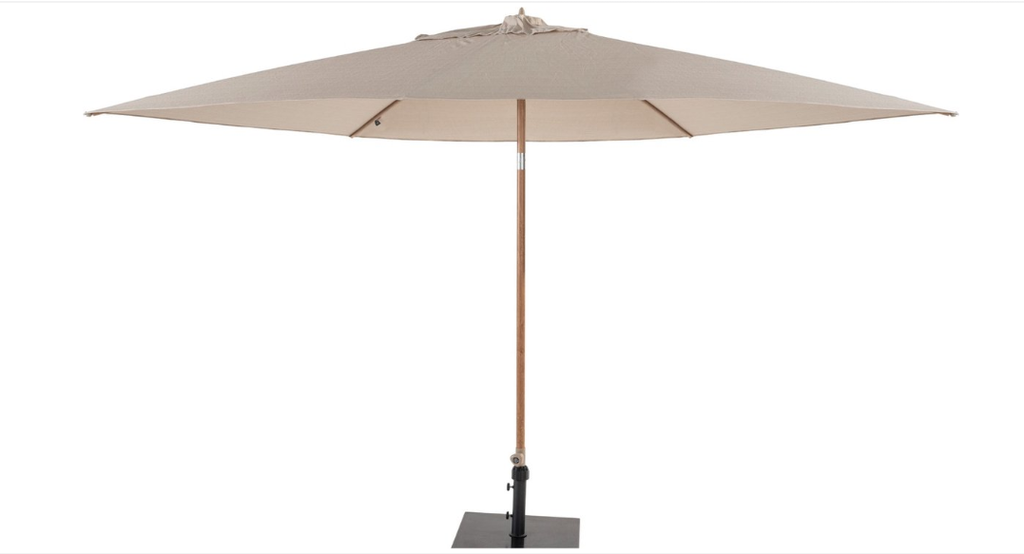 4SO | Parasol Azzurro Woodlook Frame Sand 195g/m2 Doek 100% Solefin Verstelbaar in Hoogte en 2 Richtingen Ø300cm