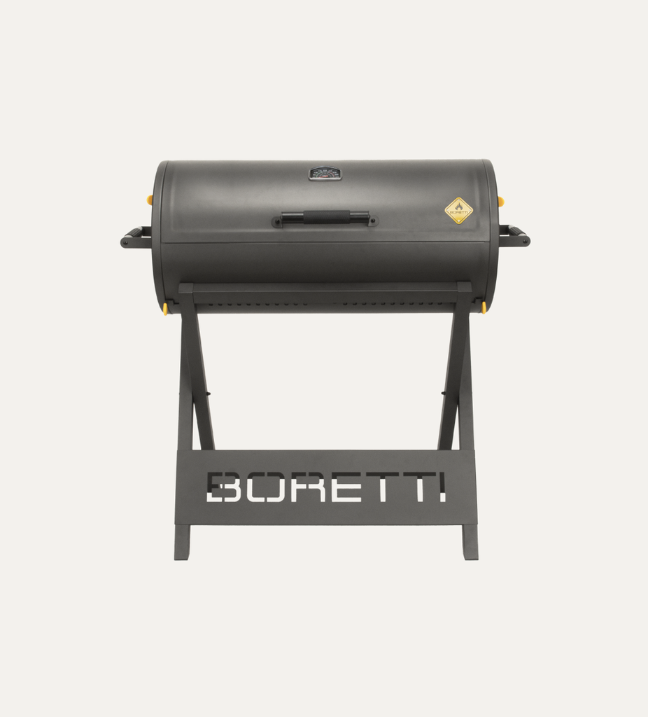 Boretti | Barbecue Barilo 2.0 Houtskool 3 Kolenbakken/2 Grillroosters/Bakplaat Indirect Grillen/Smoken Zwart 84x41cm