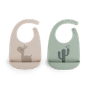 Done By Deer | Slabbetje Lalee met Kruimelvanger Silicone Sand/Groen 2-pack
