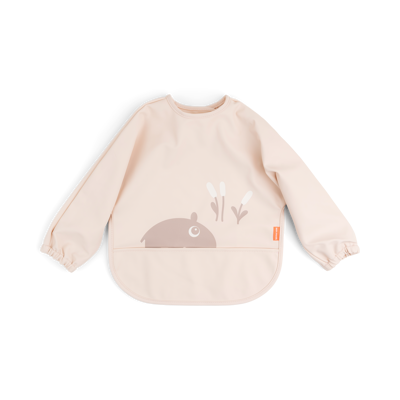 Done By Deer | SLABBETJE, Sleeved Pocket Bib, Ozzo, powder, velcrosl., 72x34cm, met mouwen, kruimelv., waterdicht, 1 stuk(s), 24