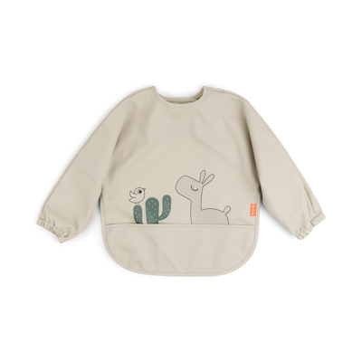 Done By Deer | Slabbetje Lalee met Mouwen Sleeved Pocket Bib Velcro met Kruimelvanger Waterdicht Sand