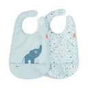 Done By deer | Slabbetje Elphee Velcro met Kruimelvanger Waterdicht Blauw 26,5x42cm 2-Pack