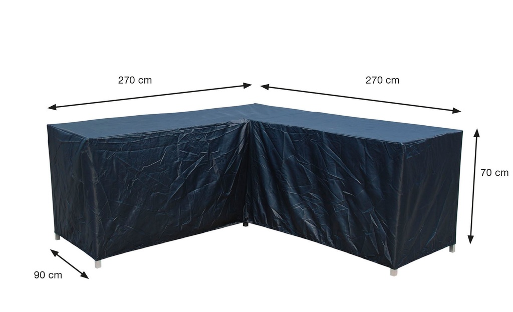 AFDEKHOES, Coverit, L-vormige loungeset, 270/270x90xH70cm, grijs, polyester, waterafstotend, elastieken hoeken