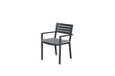 ZETEL/STOEL, San Francisco, diningstoel, 56.5 x 55 x 81 cm, carbon black, zwart alu frame, incl. kussen: lichtgrijs