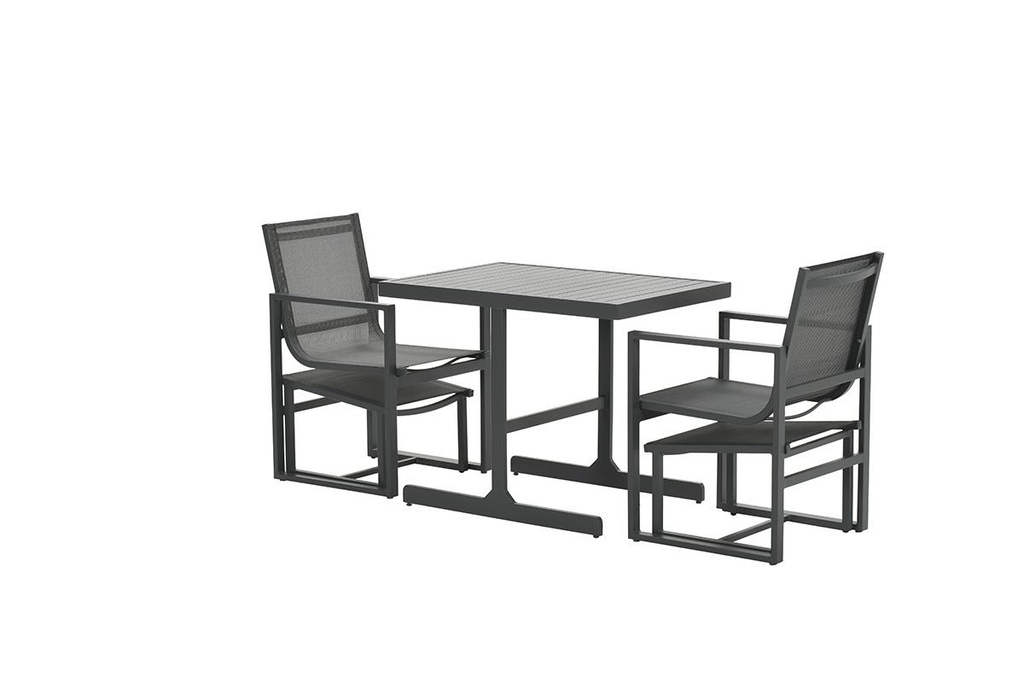 TUINSET, Lake Alabama, balkonset, carbon black/antraciet, 5 delen: 2 stoelen/2 voetbanken/tafel, aluminium, textileen