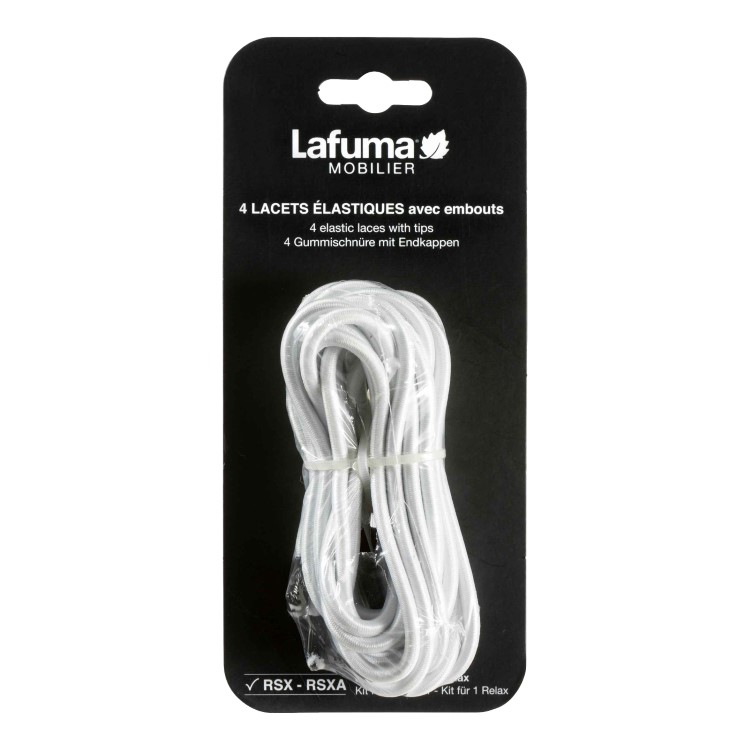 RELAXZETEL TOEBEHOREN, elastieken, voor relaxzetel Lafuma RSX of RSXA, wit, 8 mm, op blister
