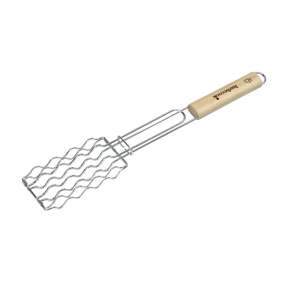 Barbecook | Rooster Worstenklem Verchroomd Staal Met Handvat In Rubberhout 8x2,5x51cm