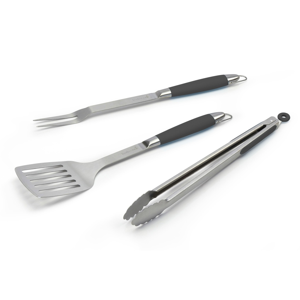 Barbecook | Barbecueset Black Pepper Set Vork/Spatel/Tang Rvs met Rubberen Handvat Zwart 3-delig
