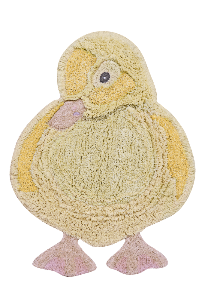 KAMERTAPIJT, ducky, eend, yellow, geel, figuur eend, katoen, wasbaar 30°, 160x160 cm