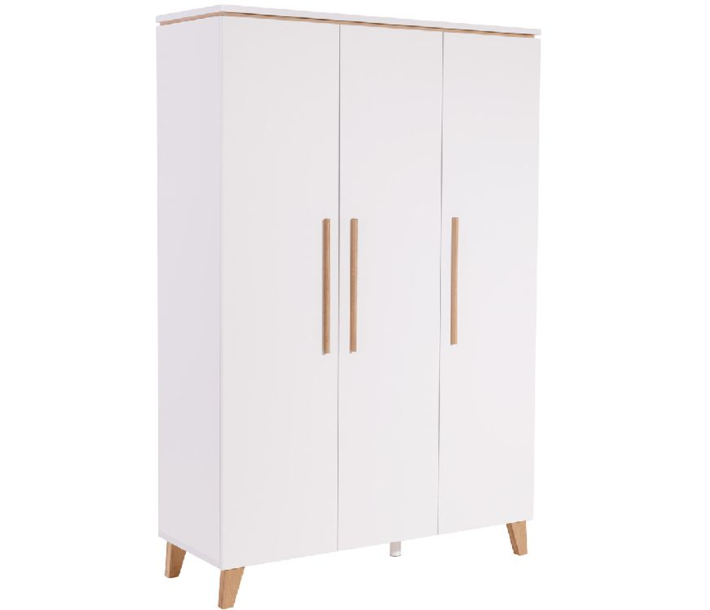 KAST, 3 deurs, White, Vito Mira, wit/bruin, 130x200x53cm, spaanderplaat