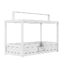 BED, Hemelbed met dakframe, 4 in 1, incl rolbodem, witgelakt, MDF, L200xB90xH100cm, 47611-10 