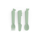 Done By Deer | LEPEL/VORK/MES, 3 delig, Kiddish Cutlery Set, Deer Friends, green, groen, uni, bestek, 24