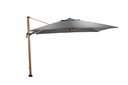 Garden Imp. | Parasol, Hawaii Big Pole, 350 x 350 cm, Donker Grijs, Freepole, Alu Frame, Teak Look, 8 Baleinen, 360° Draai/Kantelb