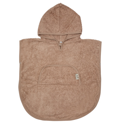 Timboo | Poncho met Kap V-hals/Drukknopensluiting Bamboe Savannah Sand Bruin 2-4Y