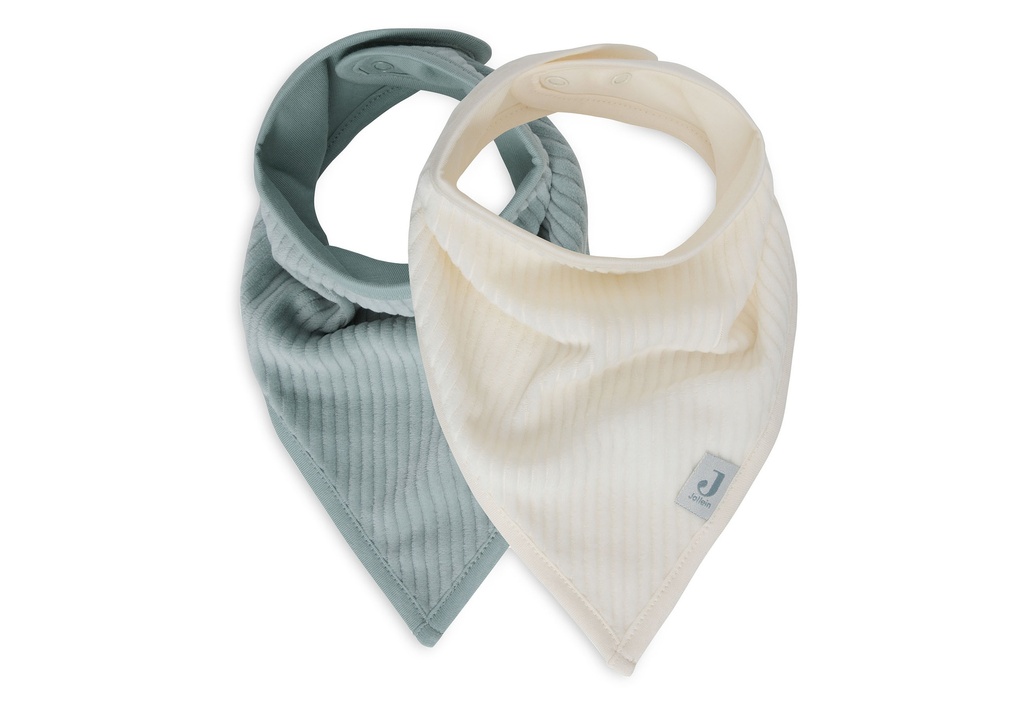 Jollein | Spuugdoekje Velvet Rib Sea Green/Ivory Drukknopensluiting 2-pack
