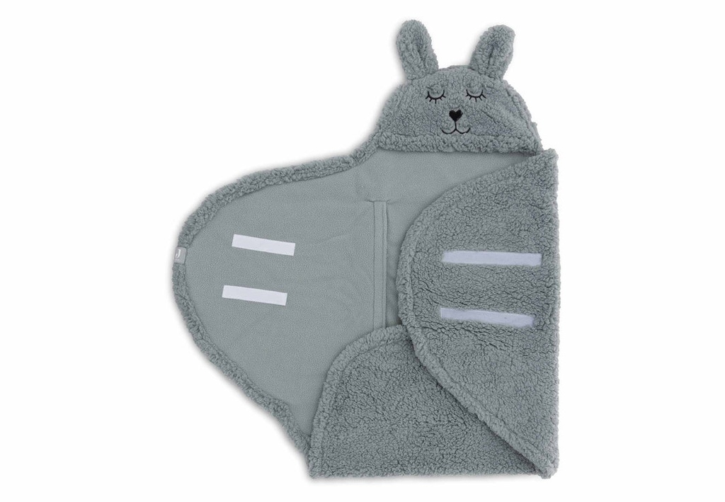 Jollein | Wikkeldeken Bunny Sea Green Gordeluitsparing 100x105cm Velcro Kap Voorgevormd