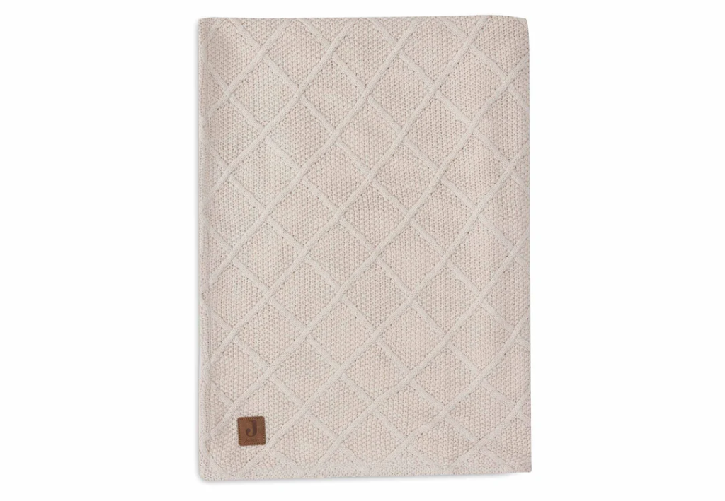 Jollein | Deken Check Knit Oatmeal Tricot/Teddy Fleece Ecru 75x100cm